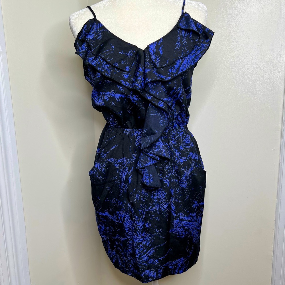 Tini Lili Ruffled Mini Dress Spaghetti Straps Pockets Size Medium